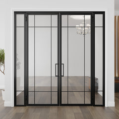 Plaid Double Door with Sidelights