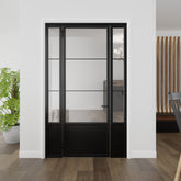 Kickplate Three Light Single Door with Sidelights