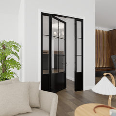 Kickplate Six Light Single Door with Sidelights