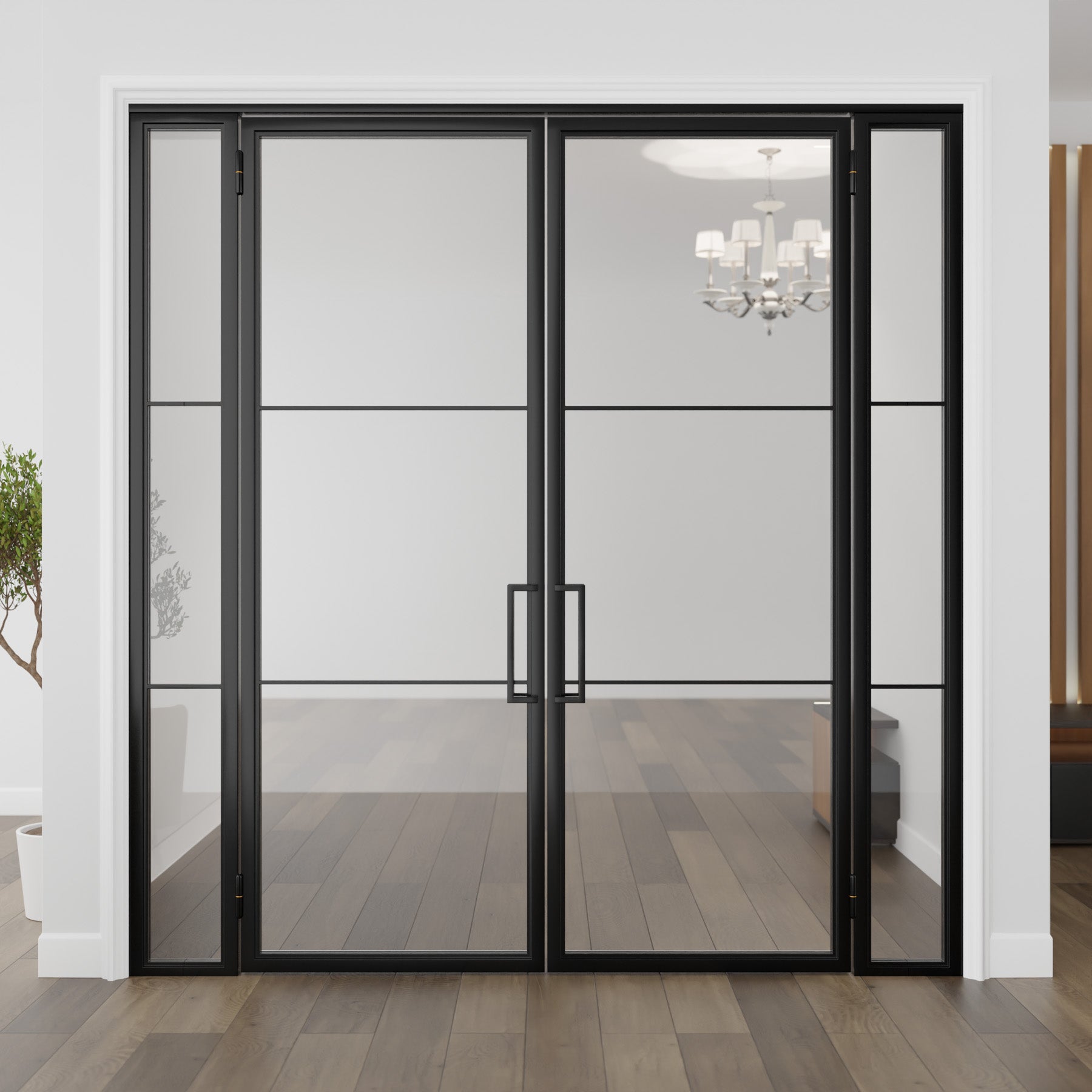 Three Light Double Door with Sidelights