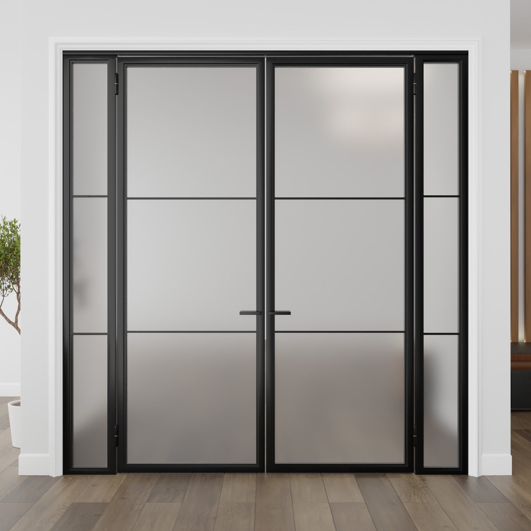 Three Light Double Door with Sidelights