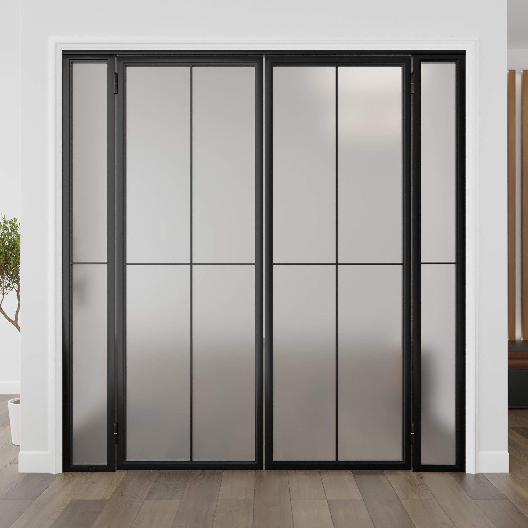 Center Cross Double Door with Sidelights