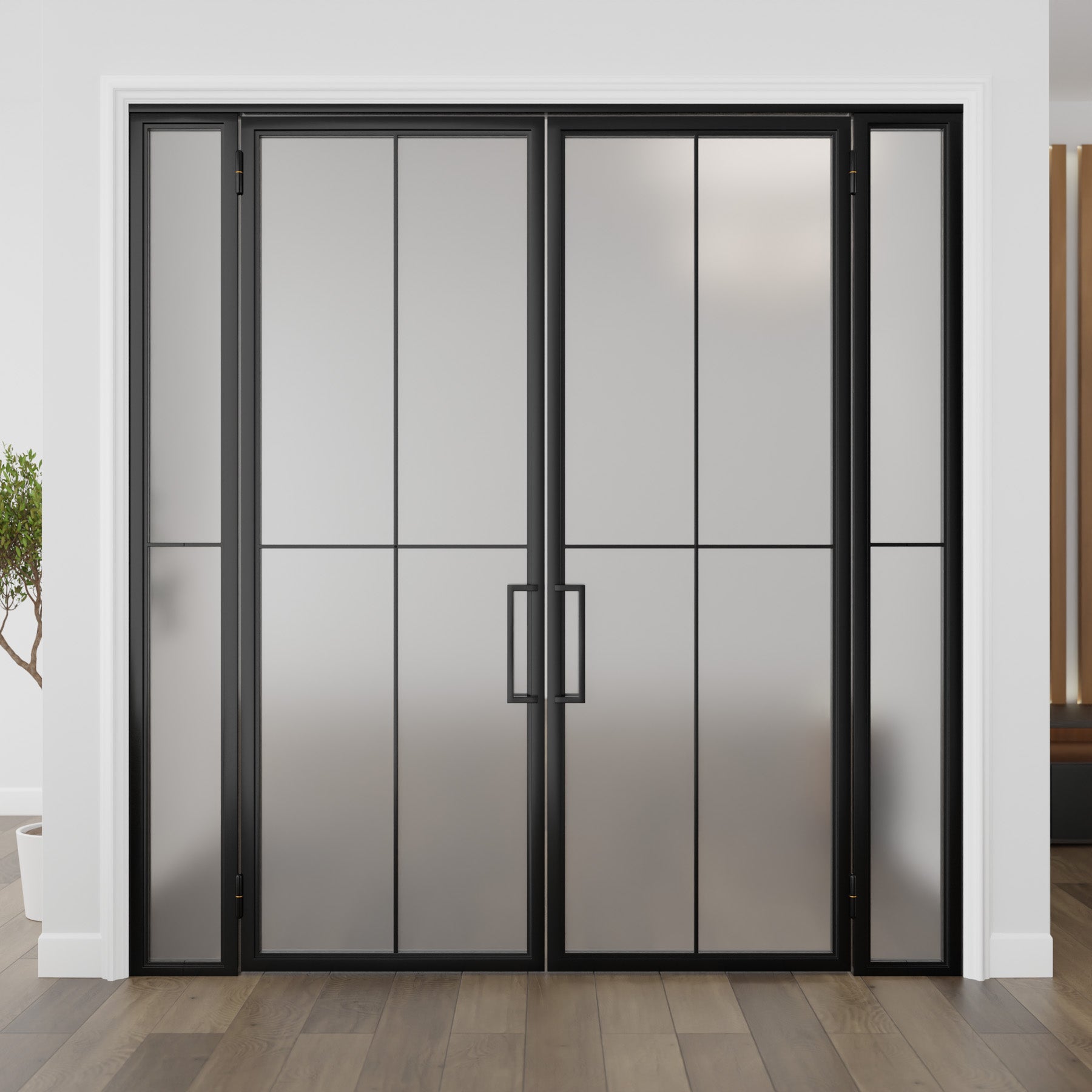 Center Cross Double Door with Sidelights