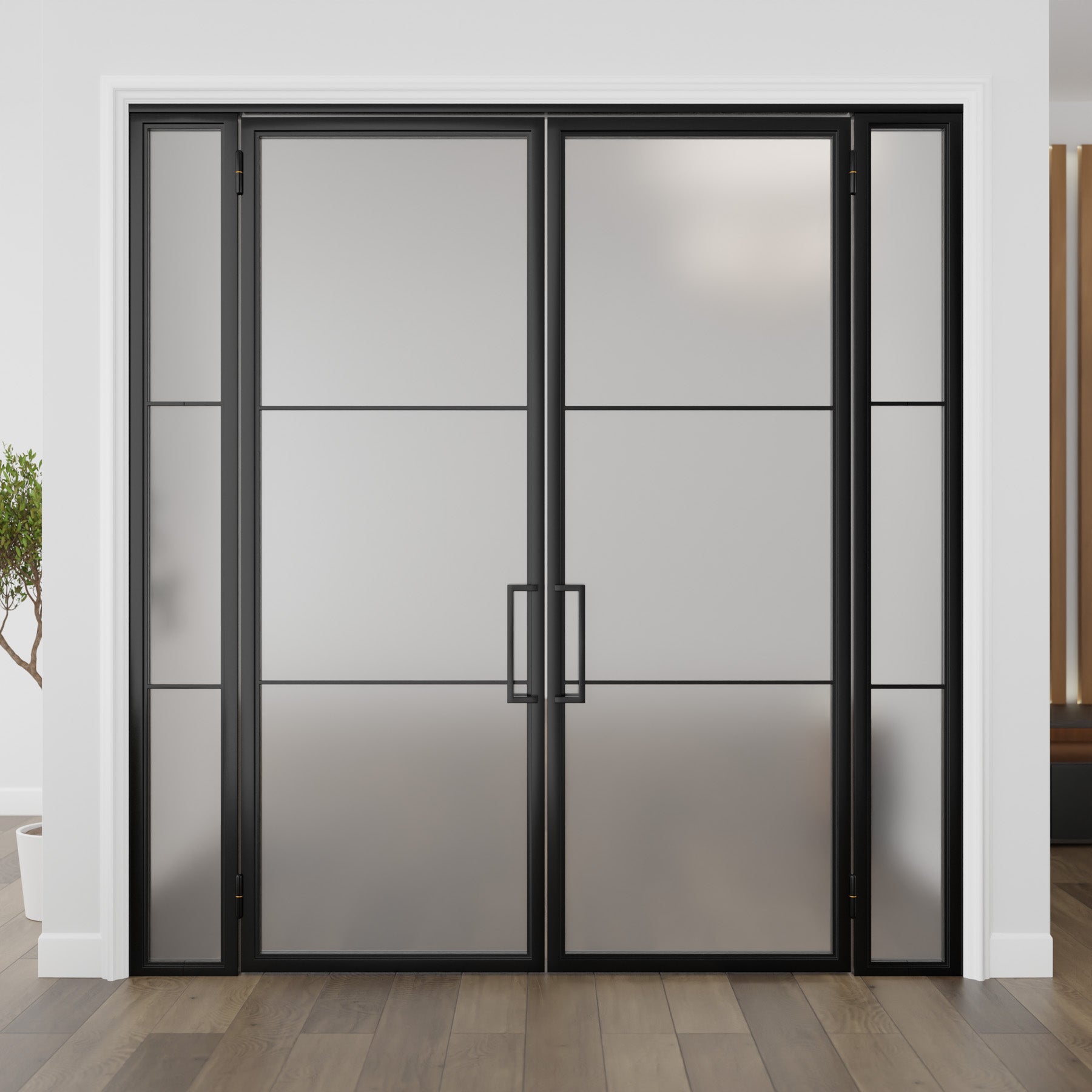 Three Light Double Door with Sidelights