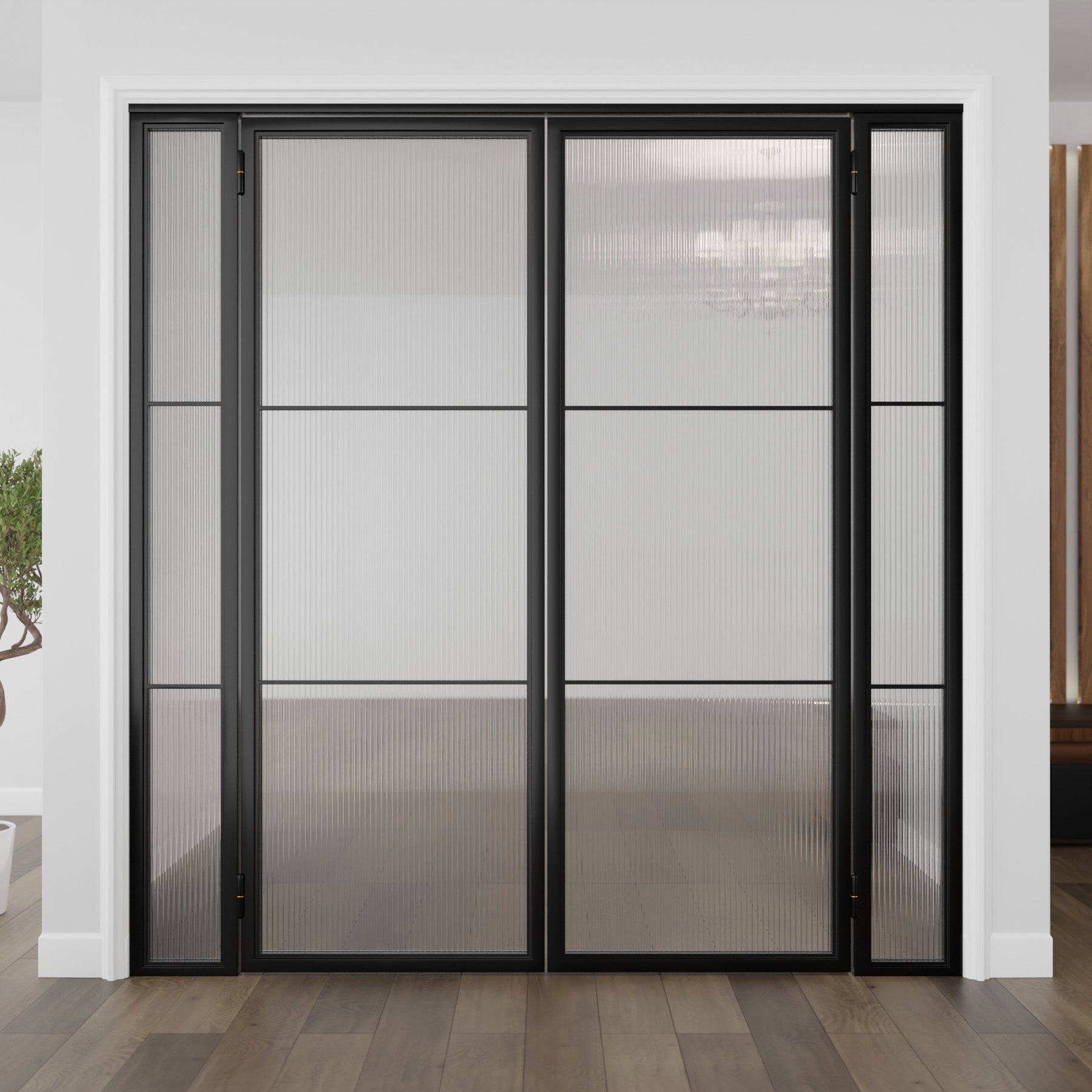 Three Light Double Door with Sidelights